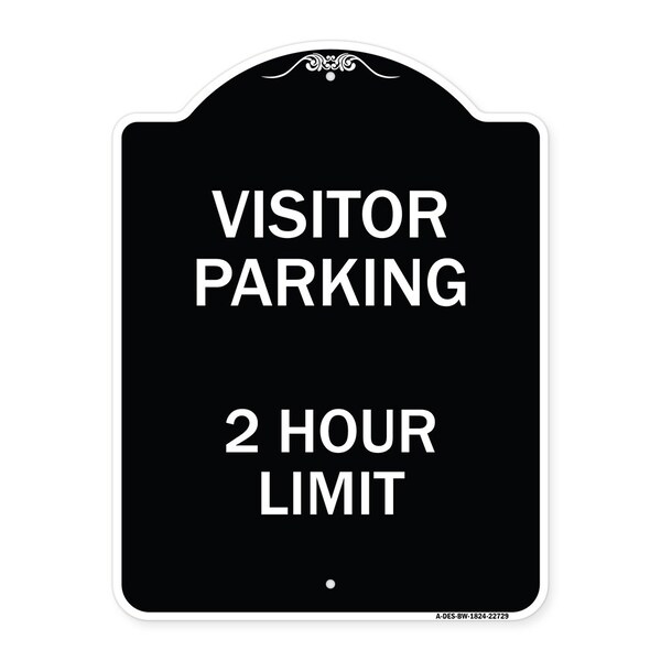 Signmission Visitor Parking Visitor Parking 2 Hour Limit Heavy-Gauge Aluminum Sign, 24" x 18", BW-1824-22729 A-DES-BW-1824-22729 - main